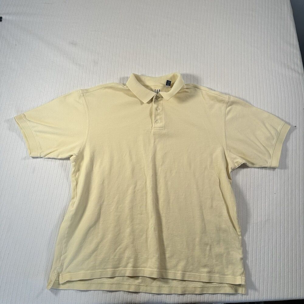 GAP Mens XL Polo Shirts Yellow Woven Pique Classic Fit Short Sleeve Cotton